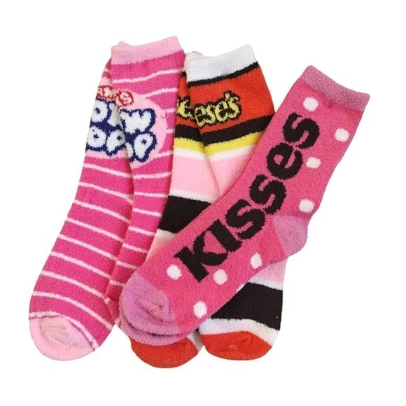 Colorful Foody Junk Food 3 Pairs Fuzzy Winter Crew Socks NWT - Picture 7 of 9